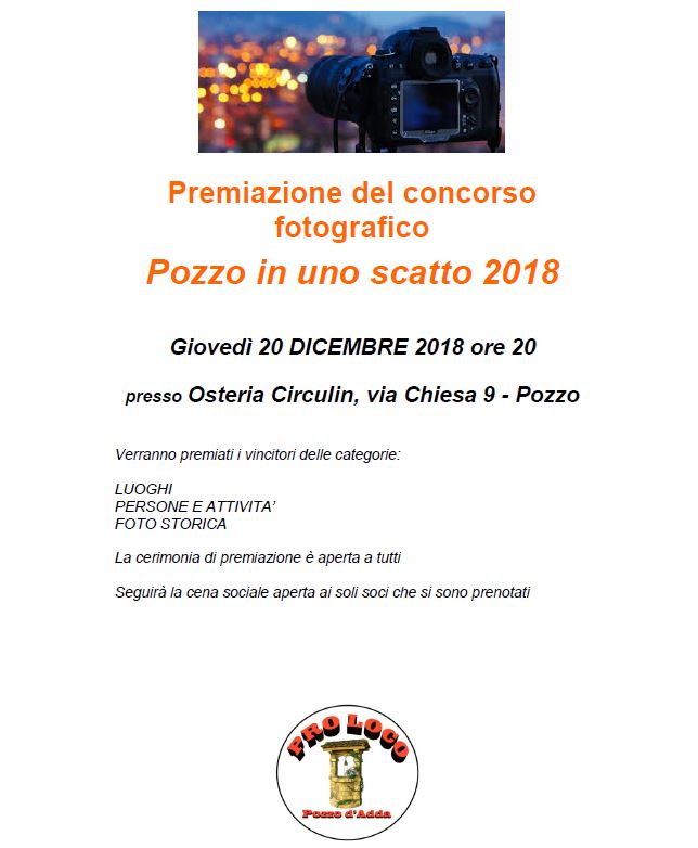 premiazione concorso foto 2018